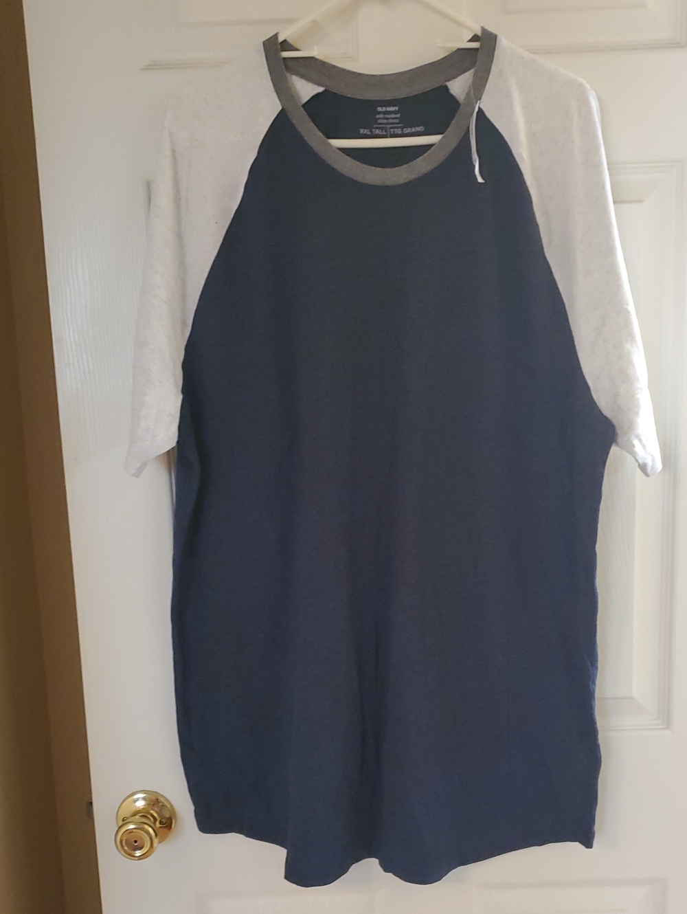Old Navy Navy Blue and White Raglan Short Sleeve Tee